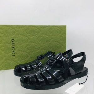 Gucci GG Black Rubber Cage Sandals Men’s Size US 9.5 M